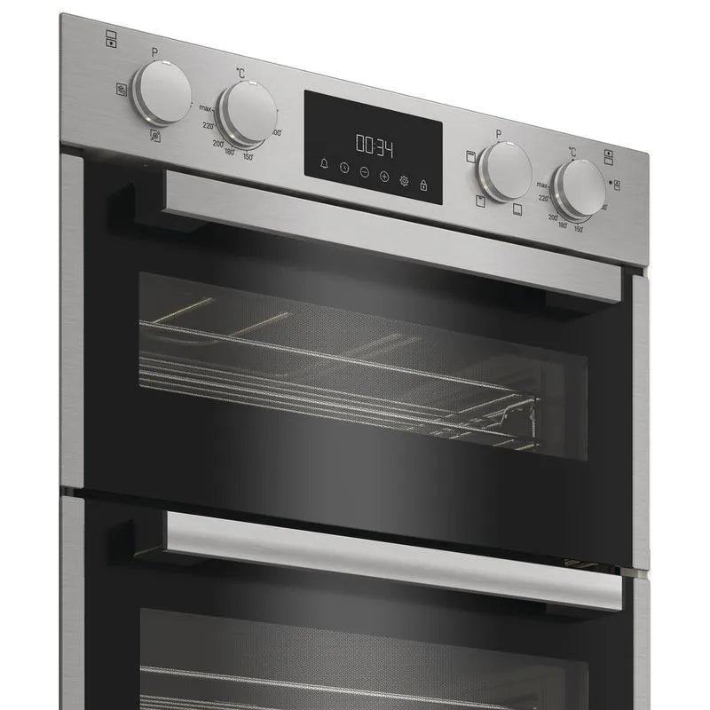 Hotpoint Indesit 72cm Built Under Double Fan Oven with Enamel Liners - DUH10IX