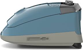 Blue and gray vacuum cleaner on a white background
