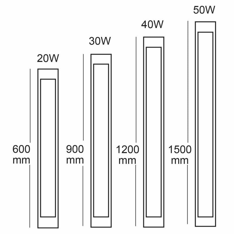Diagram showing the dimensions of light fixtures