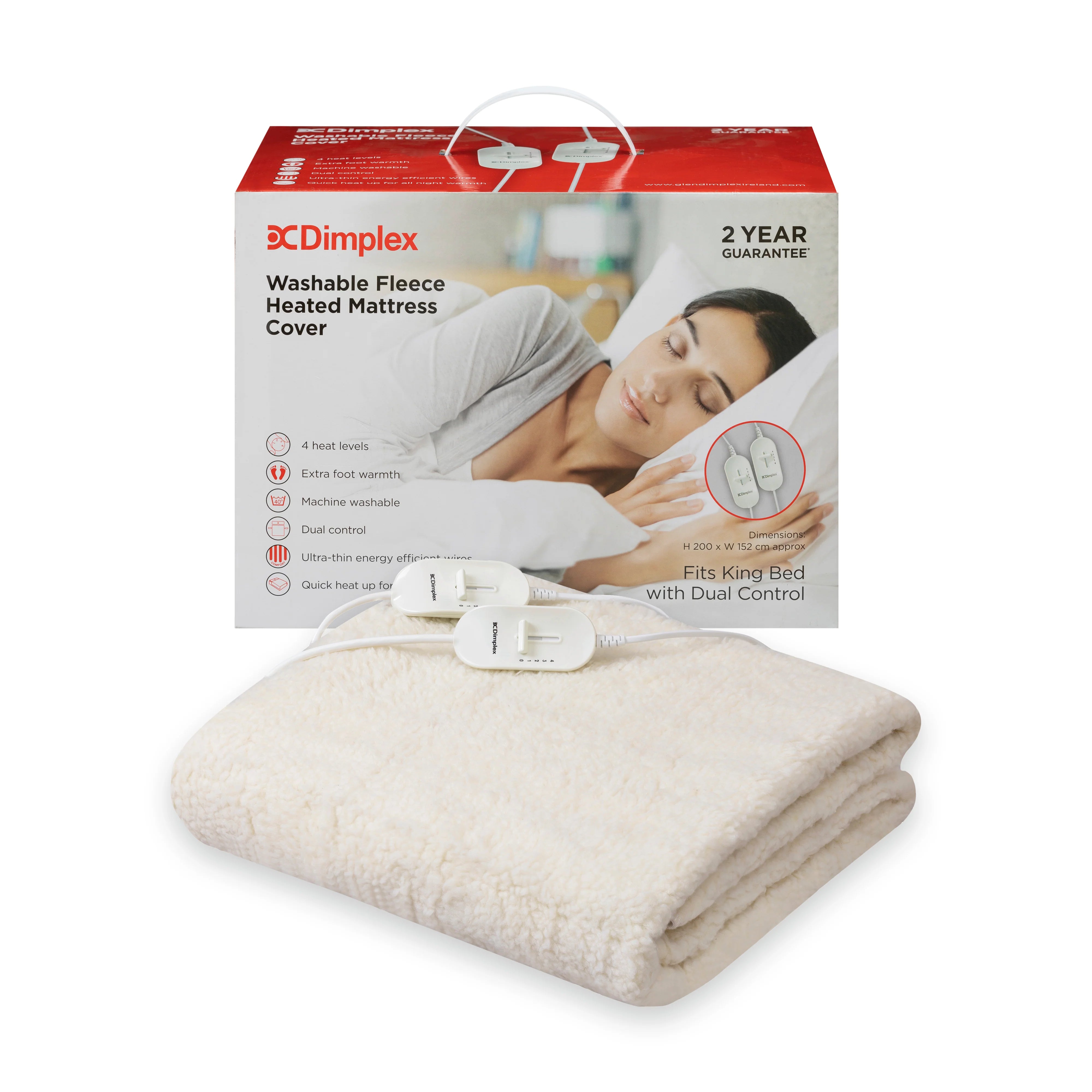 Dimplex Fleece King Mattress Cover Single Control Under Blanket | DMC3003
