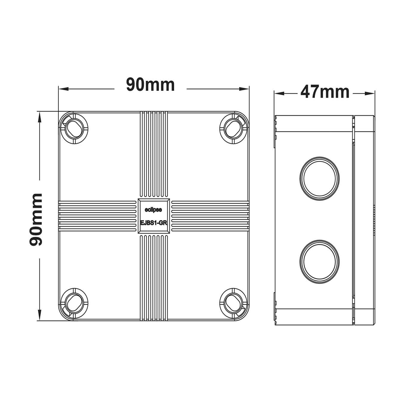 Junction Box (Grey), IP65 (90x90x47) - EJBSI-GR