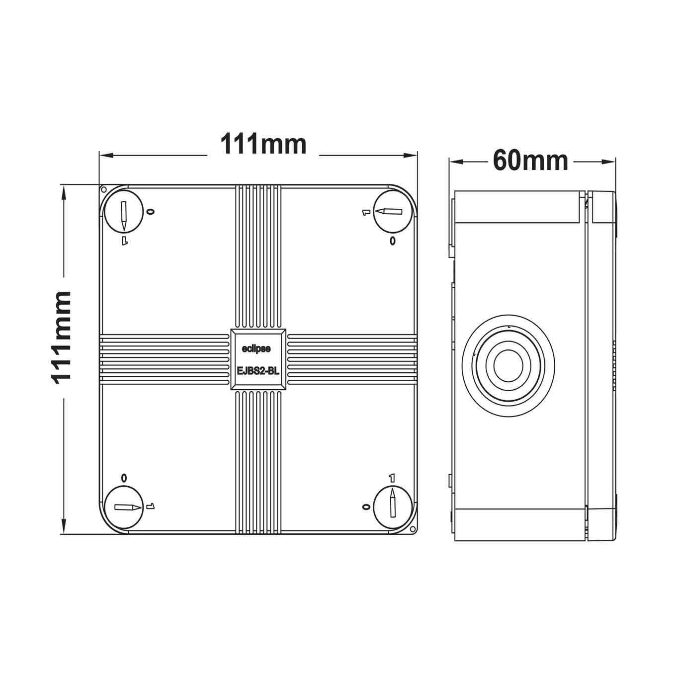 Junction Box (Black), IP65 (111x111x60) - EJBS2