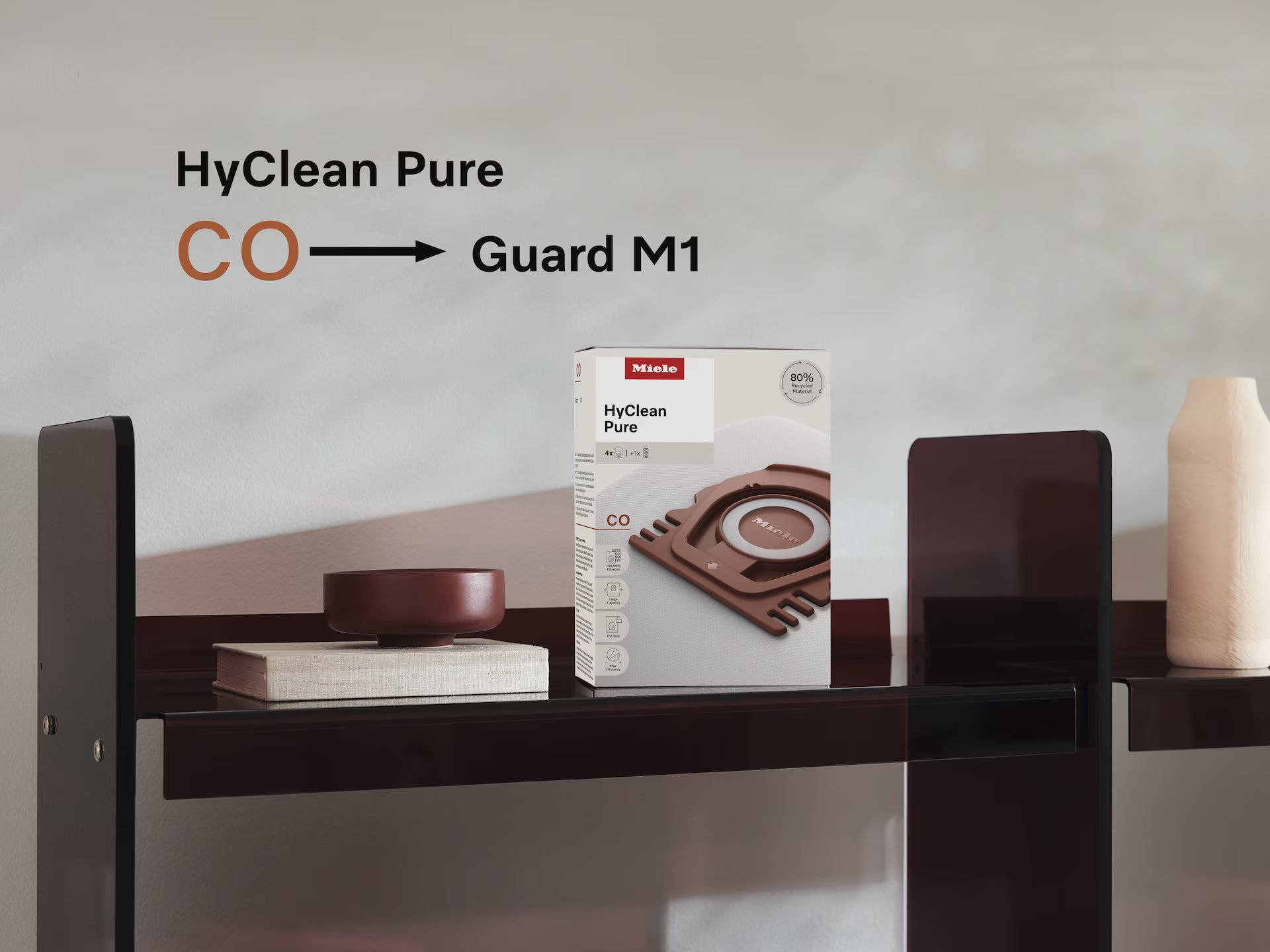 HyClean Pure CO Guard M1 packaging on a shelf with a neutral background