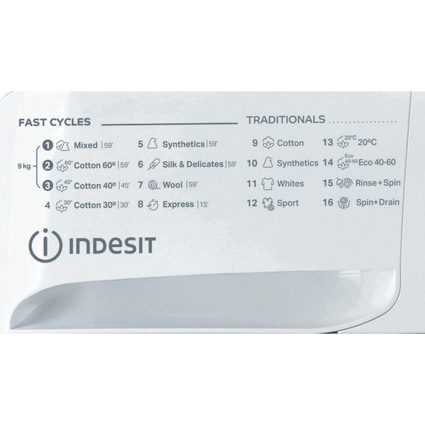 Indesit My Time Washing Machine - White - 9kg - 1400rpm - B Rated - MTWC 91495 W UK N