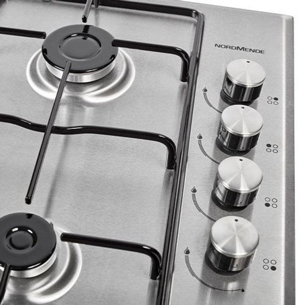 NordMende Gas Hob with Enamel Pan Supports - Stainless Steel | HGE603IX