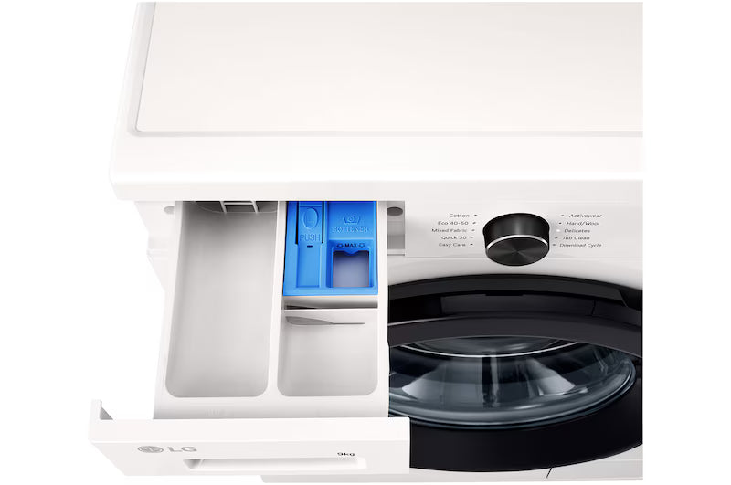Open dryer with interior view on a white background