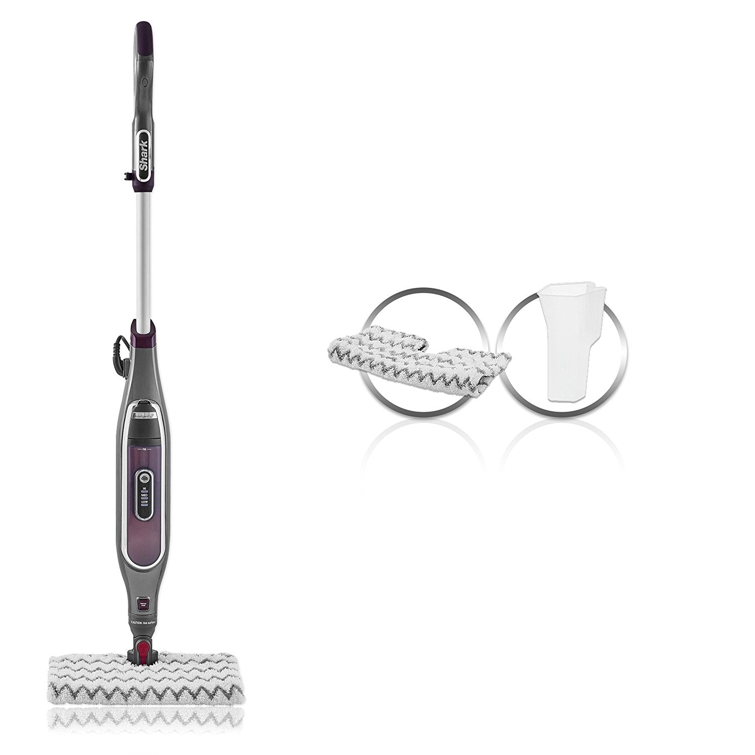 Shark 1200W Klik 'N Flip Automatic Steam Pocket Mop - Steel Grey - S6003UK on white background