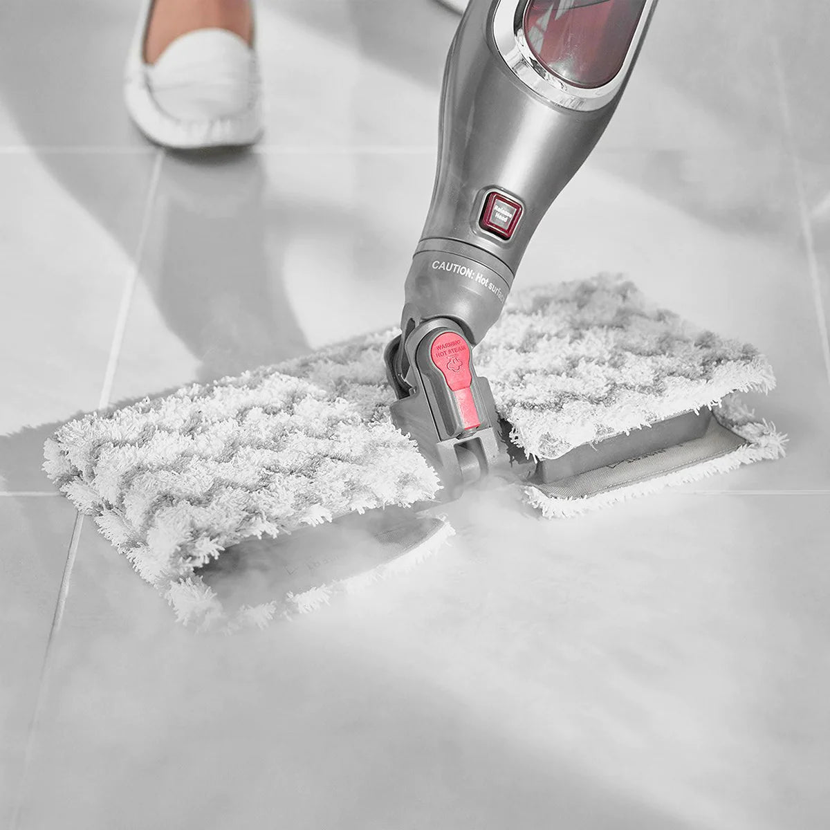 Shark 1200W Klik 'N Flip Automatic Steam Pocket Mop - Steel Grey - S6003UK on white background