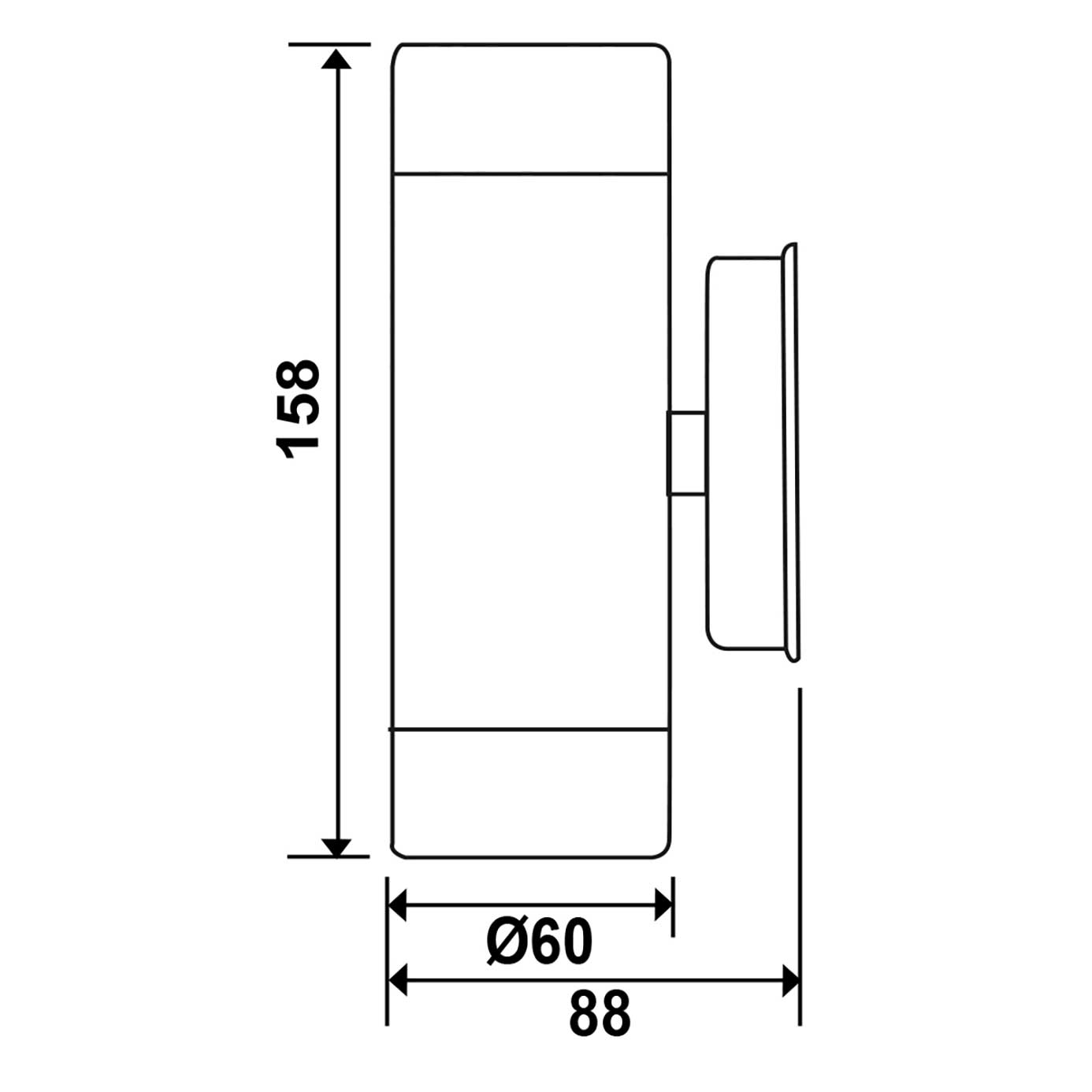 Source GU10 IP44 Black Up & Down Light INC Lamps - SPVC-UP/DN-GU10