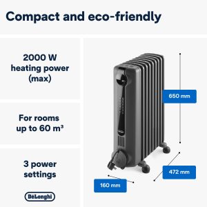 DeLonghi 2KW Oil Filled Radiator - Grey | TRRS0920E.G