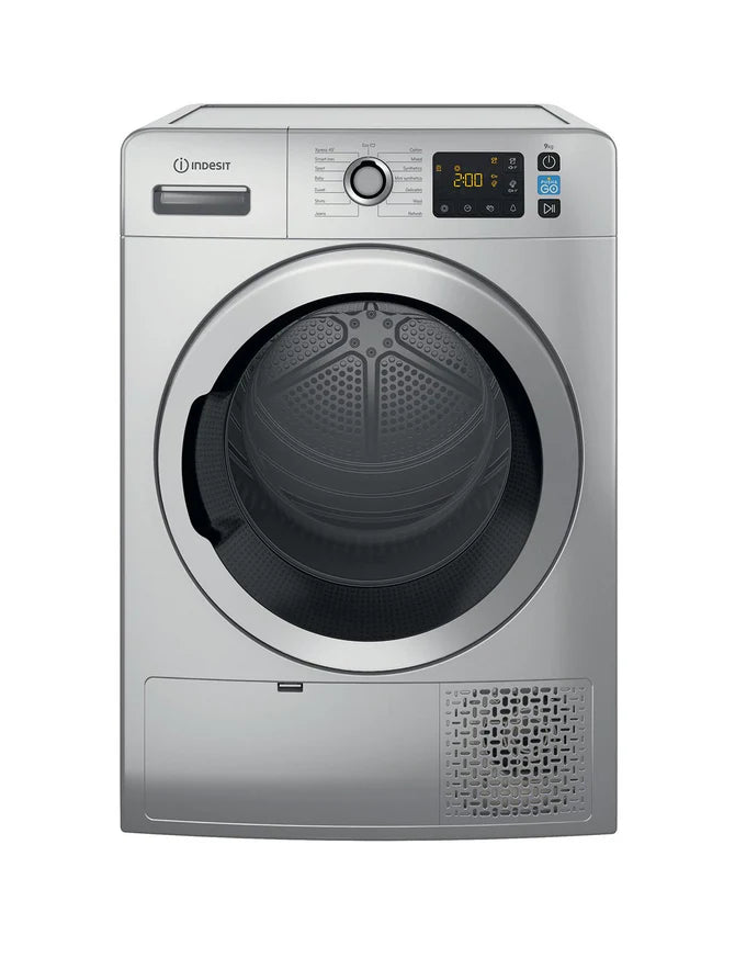 Indesit YTM1192SSXK 9kg Heat Pump Freestanding Tumble Dryer - Silver | YTM1192SSXUK
