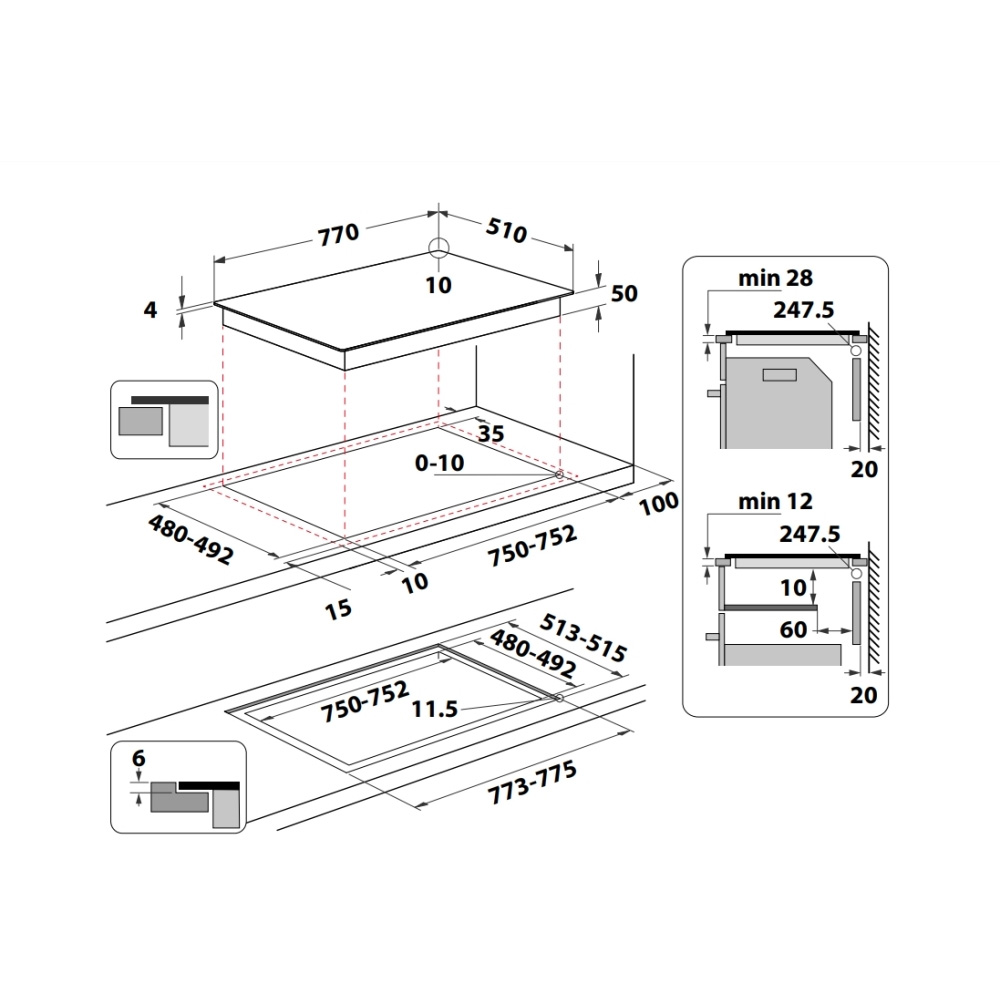 WHIRLPOOL 77CM WIDE 6TH SENSE INDUCTION HOB WITH CLEAN PROTECT - FLEXICOOK ZONES - WFS1577CPNE
