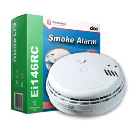 White smoke alarm with its packaging