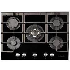 NordMende 70cm 5 Burner Gas Hob – Black Glass | HGX703BGL