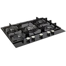 NordMende 70cm 5 Burner Gas Hob – Black Glass | HGX703BGL