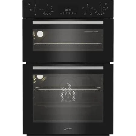 Indesit Built In Electric Fan Double Oven - Black | DII10DB