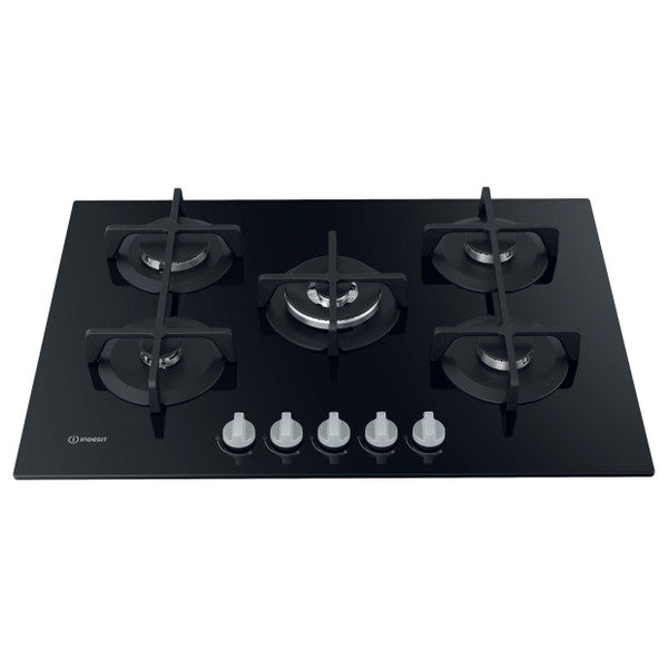 Indesit Gas On Glass ING 72T/BK Hob - Black
