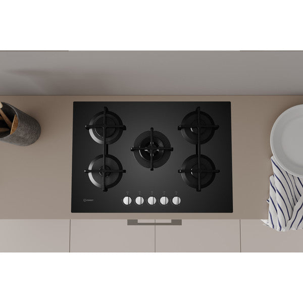 Indesit Gas On Glass ING 72T/BK Hob - Black
