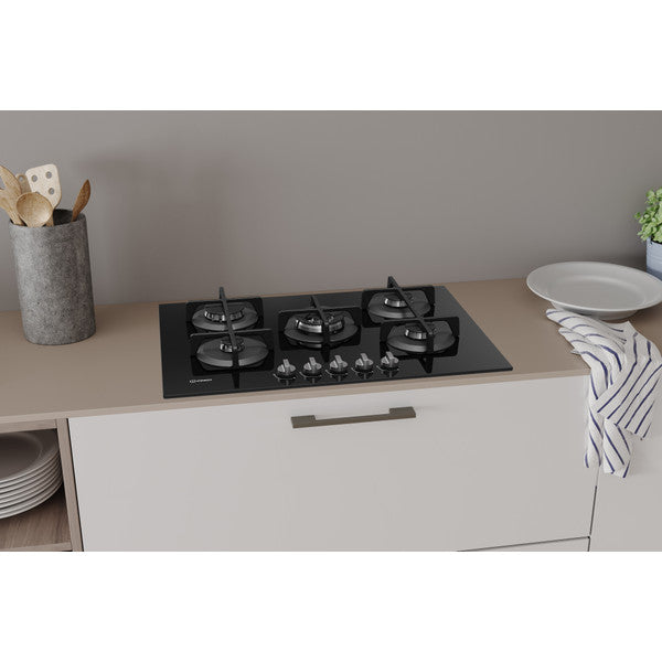 Indesit Gas On Glass ING 72T/BK Hob - Black
