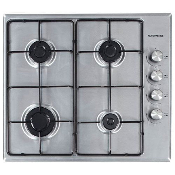 NordMende Gas Hob with Enamel Pan Supports - Stainless Steel | HGE603IX