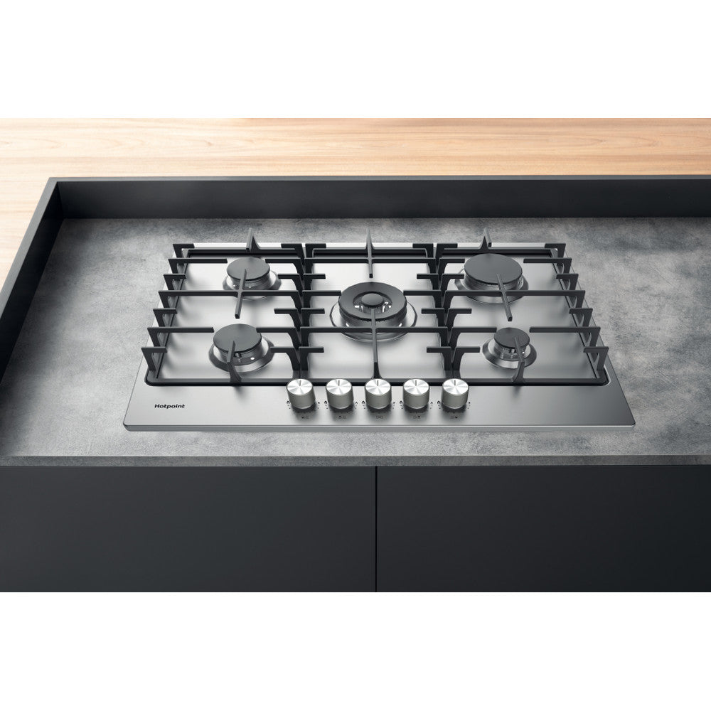 Hotpoint 5 Burner Gas Hob - Stainless Steel - 75cm - PPH 75G DF IX UK