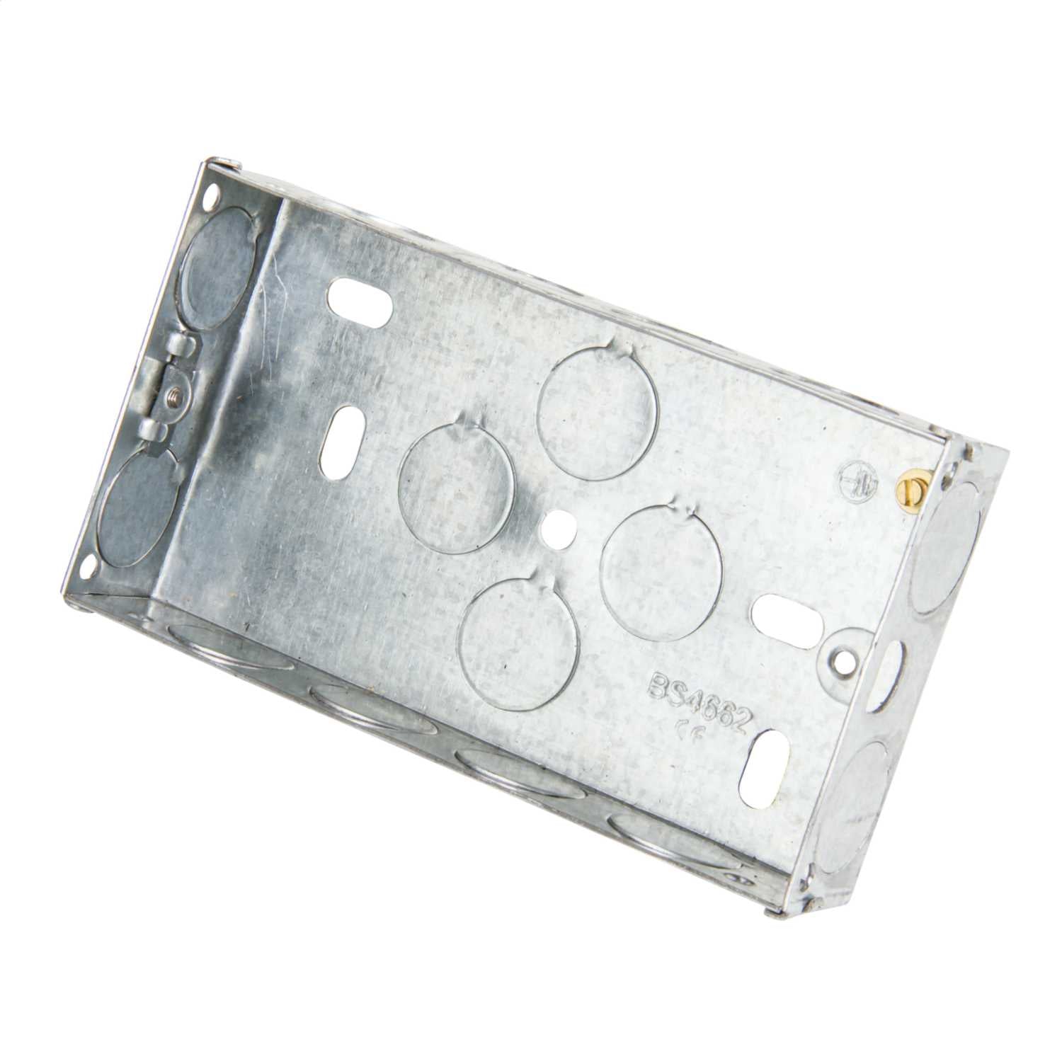 2 Gang 25mm metal box with oval knockouts - METALBOX2G25MM