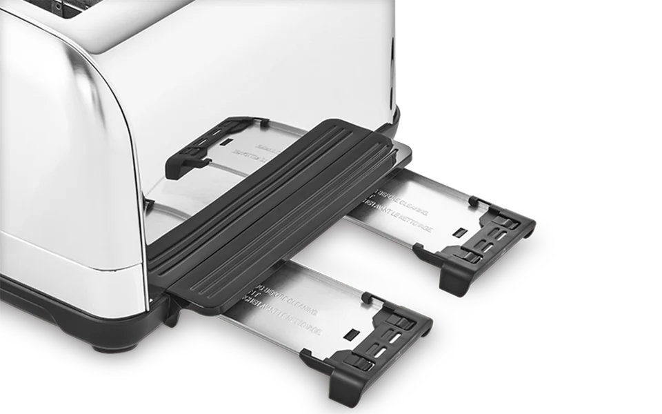 white toaster with one slice in the slot