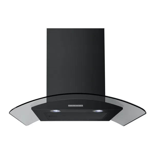 Belling 60cm Curved Glass Chimney Hood - Black | CHIM604GBLK