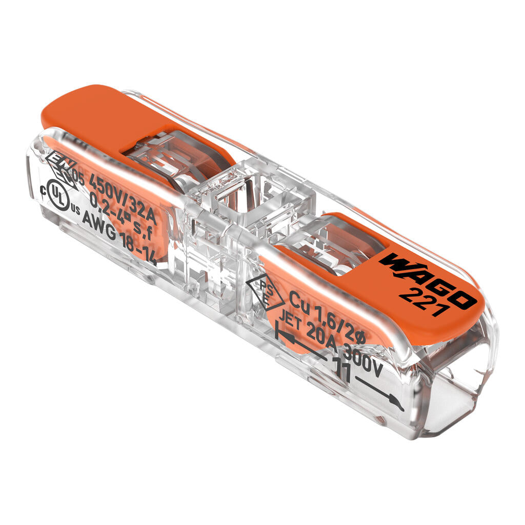 WAGO 221-2411 Inline Lever Connector – 4mm² – Pack of 60