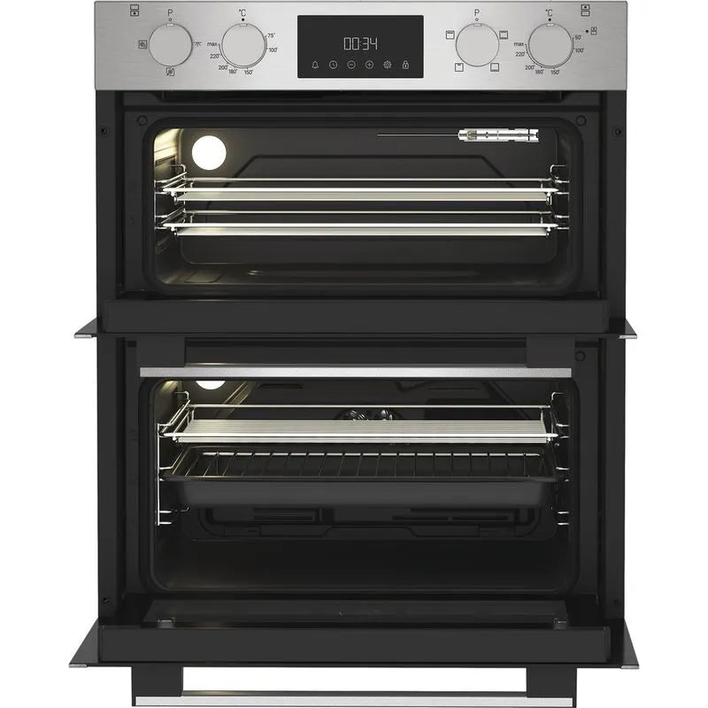 Hotpoint Indesit 72cm Built Under Double Fan Oven with Enamel Liners - DUH10IX