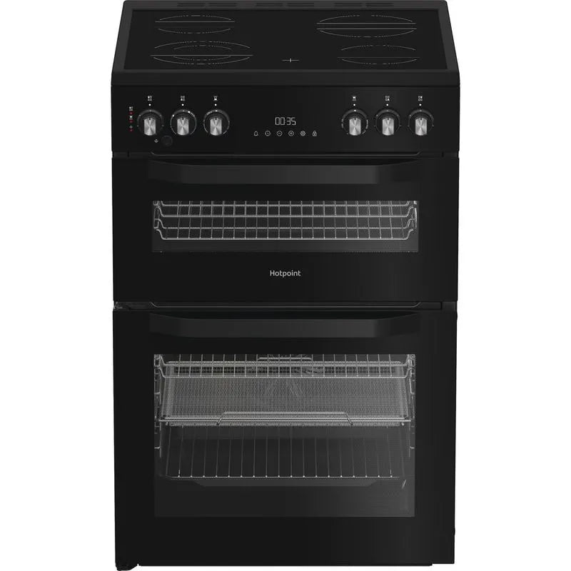 Hotpoint 60cm Freestanding Electric Double Cooker with Air Fry - HDE6VDCASB1