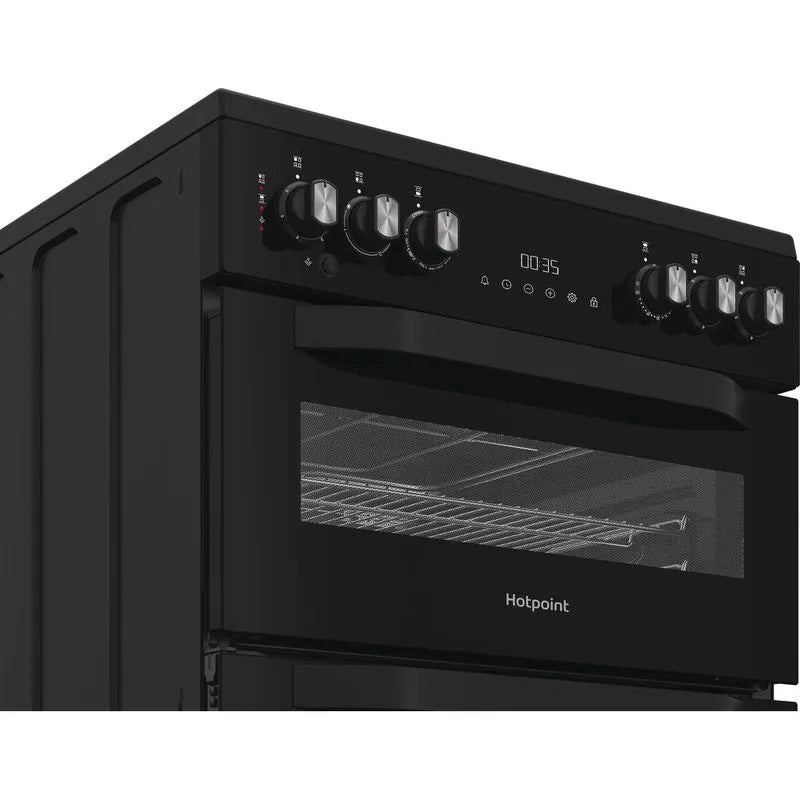 Hotpoint 60cm Freestanding Electric Double Cooker with Air Fry - HDE6VDCASB1