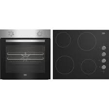 A set of black built-in kitchen appliances, including an oven