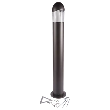 Black bollard light on a white background