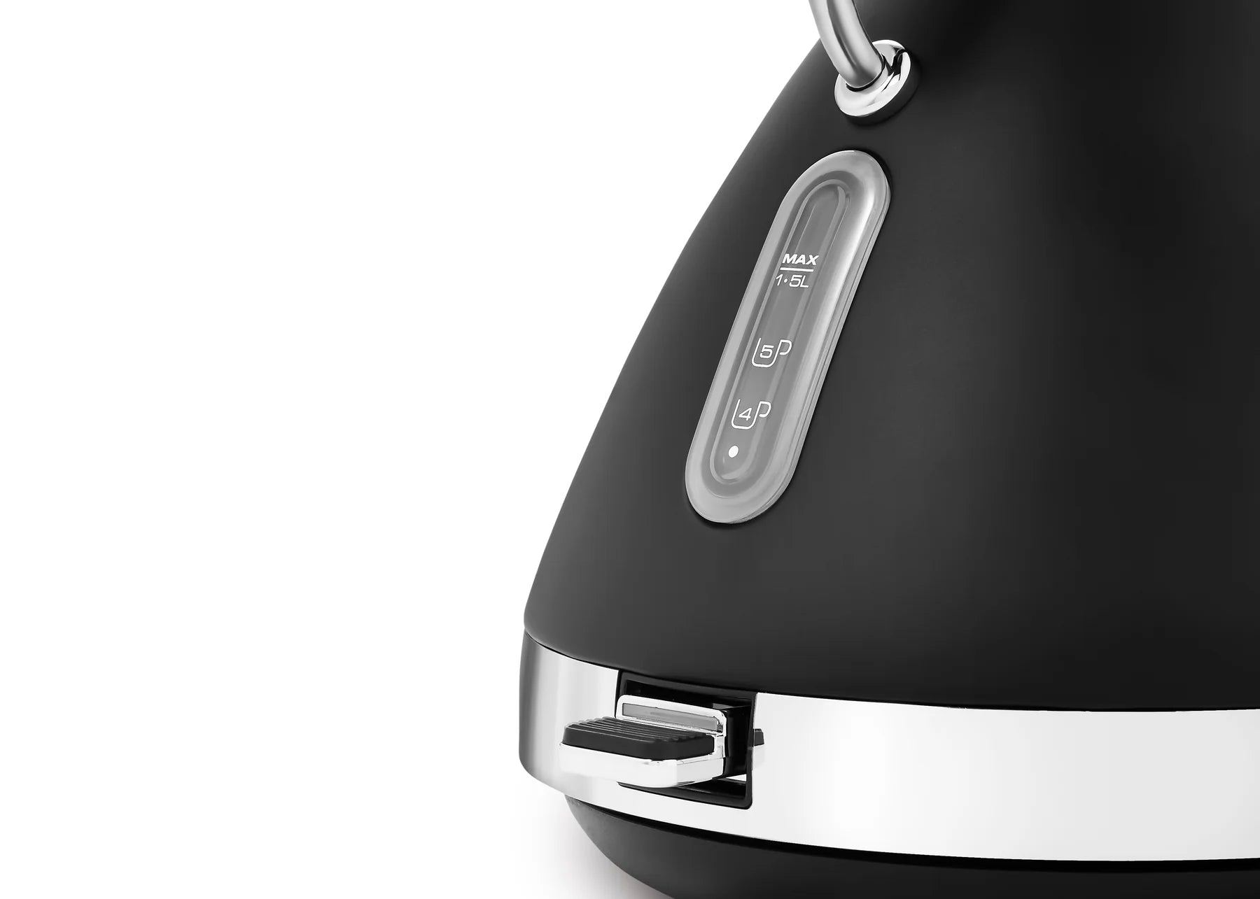 Black electric kettle with control panel