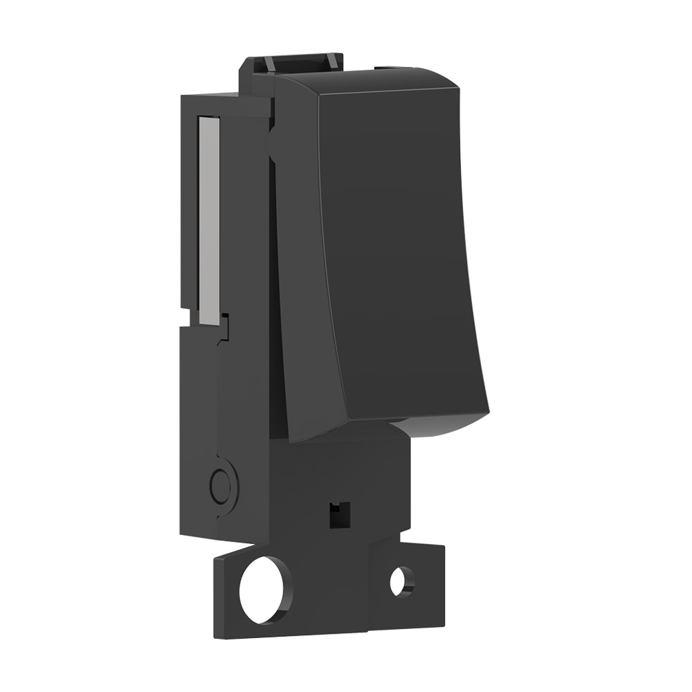 Black electrical switch on a white background