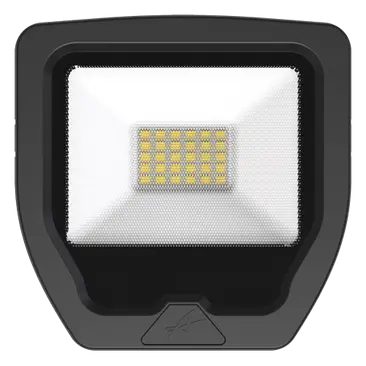 Black flood light with LED indicator on a white background