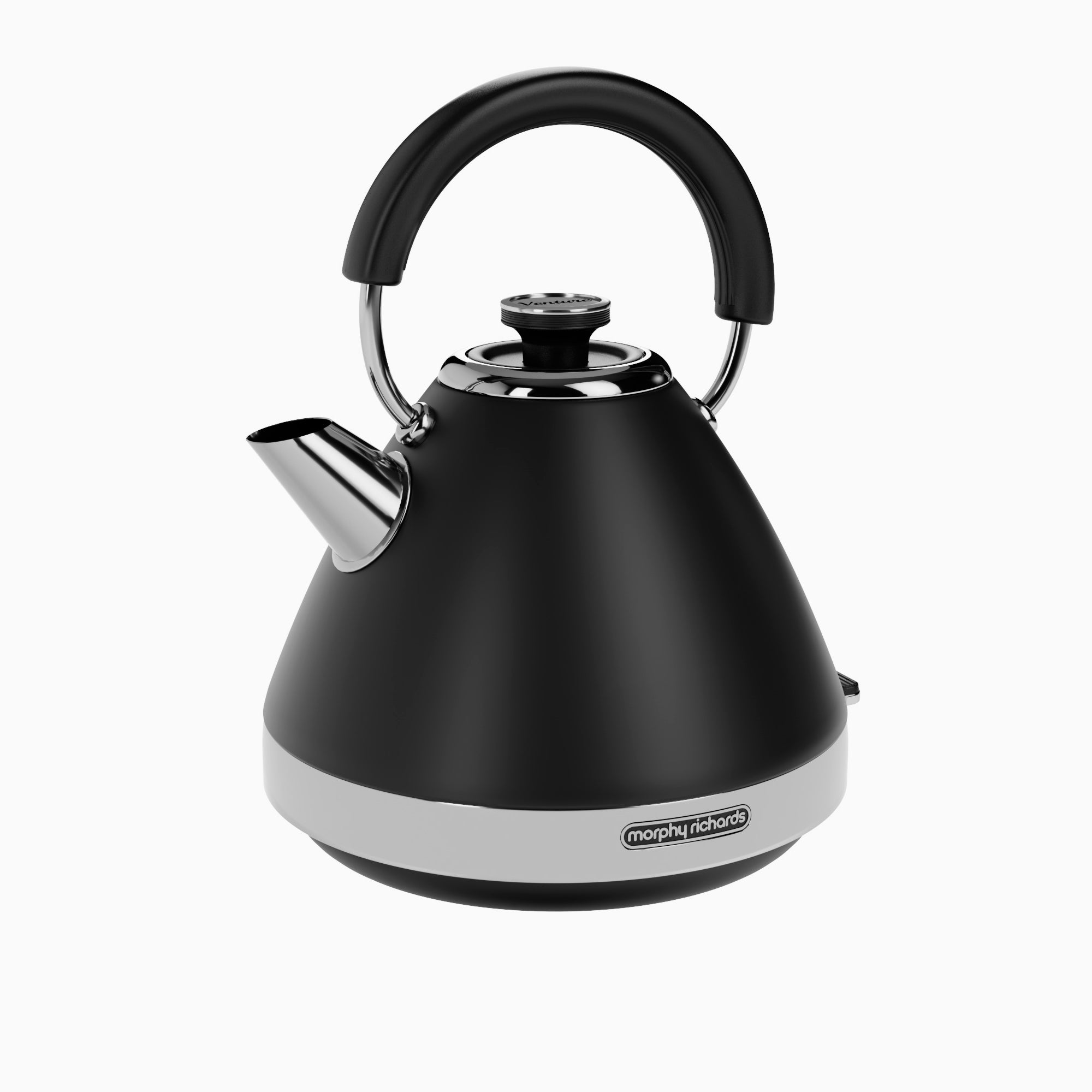 Black kettle with silver accents