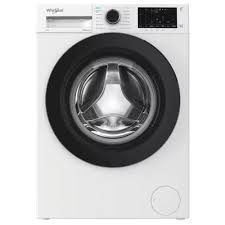 Black washing machineon a white background