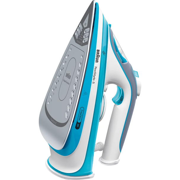 Braun iron with blue and gray design