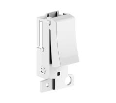 Chrome door handle on a white background