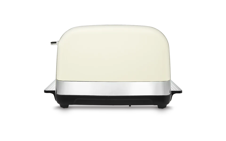 Cream-colored toaster on a white background