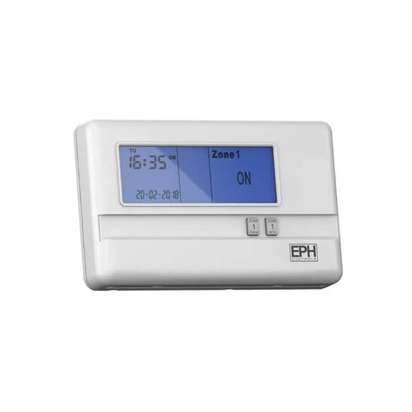 Digital thermostat with display on a white background