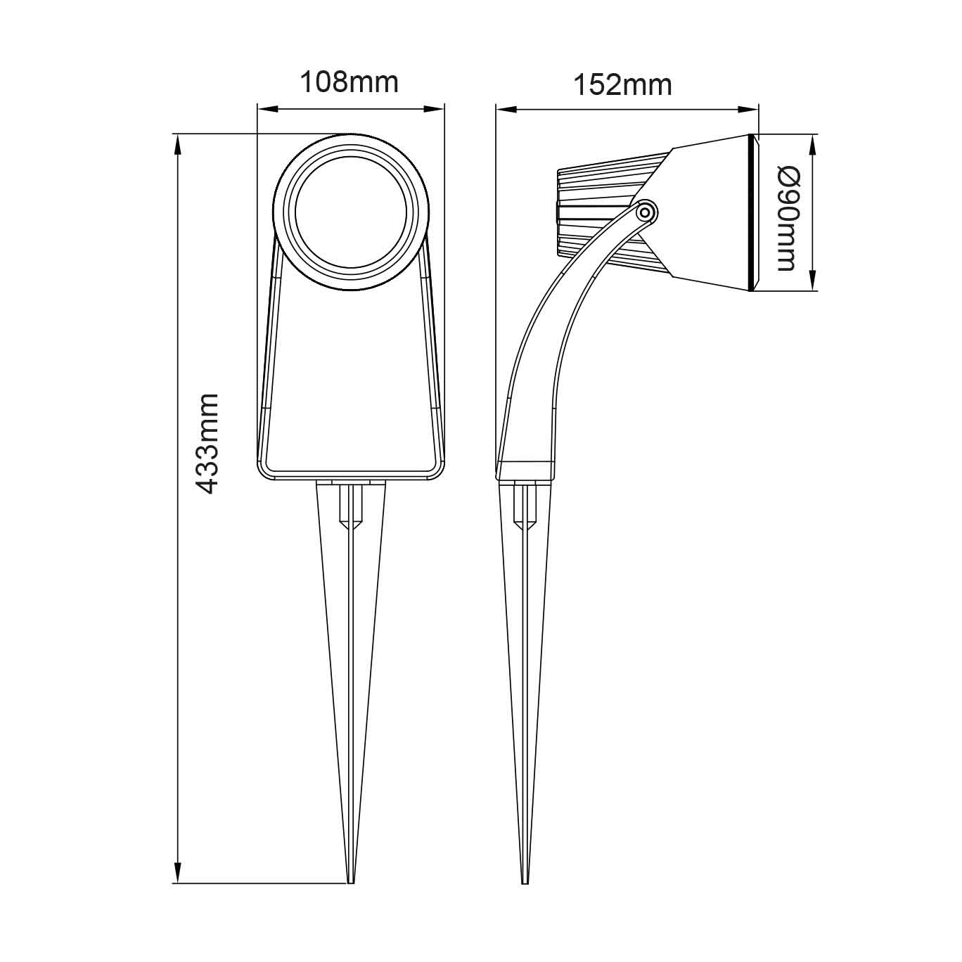 GU10 LED PVC Wall/Spike Spot (Black) 6W IP65 - ESPPVC
