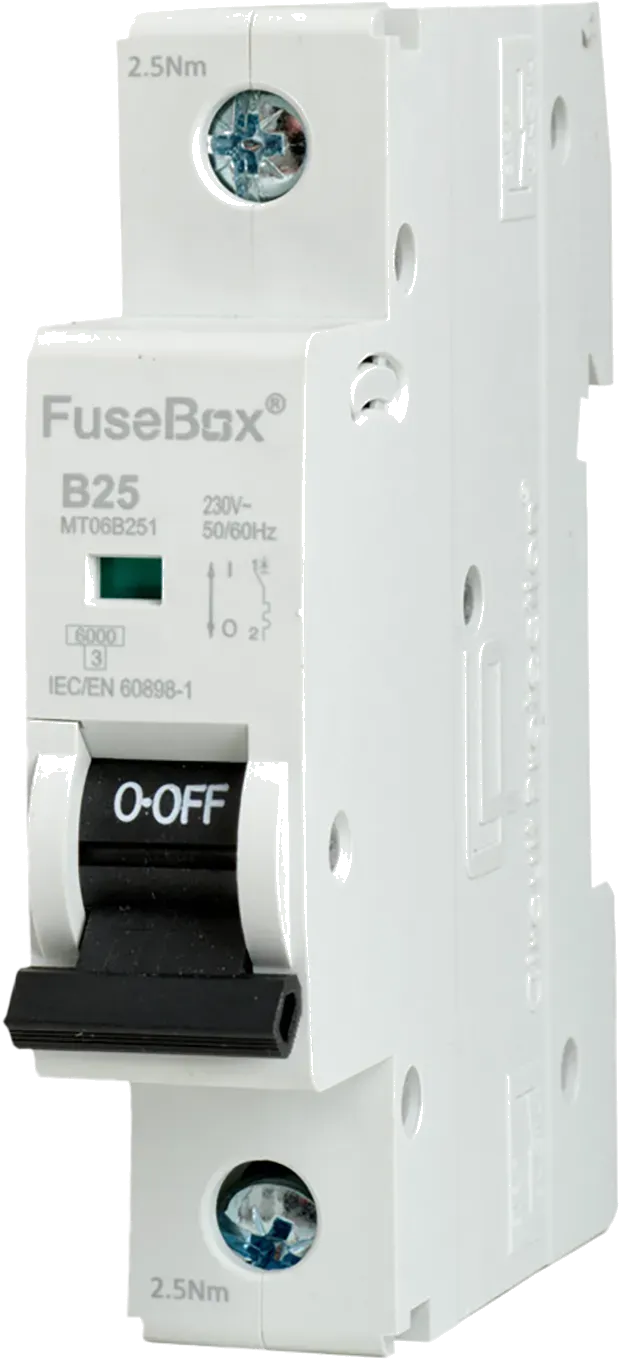 FuseBox circuit breaker with 'OFF' switch on a white background