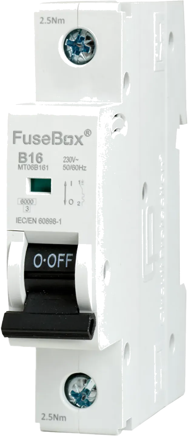 FuseBox electrical circuit breaker on a white background