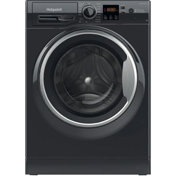 Hotpoint 9kg Load, 1400rpm Spin Washing Machine - Black | NSWM945CBSUKN