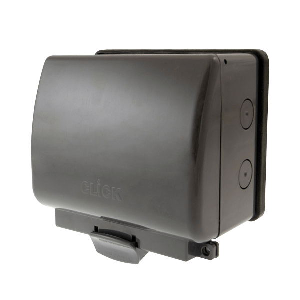 Click Aqua 2 Gang Grey IP66 Socket 13AMP - OA036