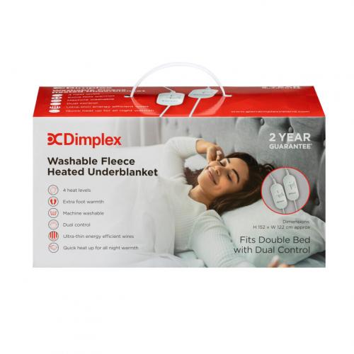 Packaging for Dimplex Double Fleece Heated Underblanket 