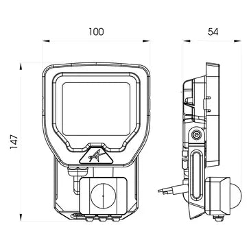 Technical drawing of a lock mechanism with dimensions labeled